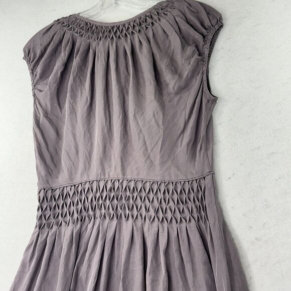 Banana Republic 100% Silk Hand Smocked Lavender Dress Women’s Size 4 Fairy - Picture 10 of 12